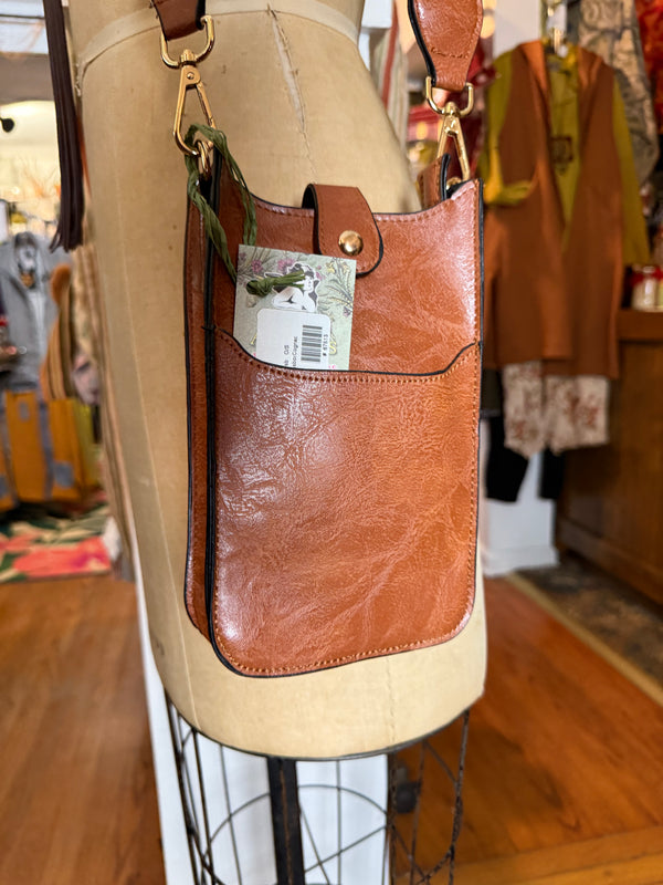 0003A Tall Tales Slim Vertical Crossbody Bag-Cognac