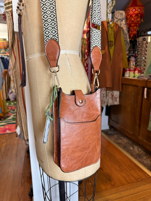 0003A Tall Tales Slim Vertical Crossbody Bag-Cognac