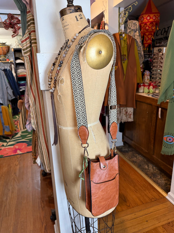 0003A Tall Tales Slim Vertical Crossbody Bag-Cognac