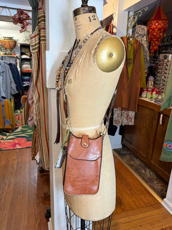 0003A Tall Tales Slim Vertical Crossbody Bag-Cognac