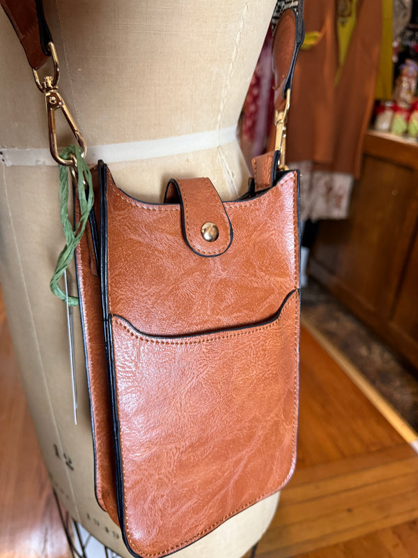 0003A Tall Tales Slim Vertical Crossbody Bag-Cognac