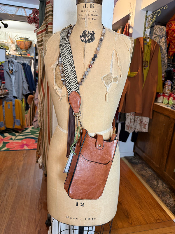 0003A Tall Tales Slim Vertical Crossbody Bag-Cognac