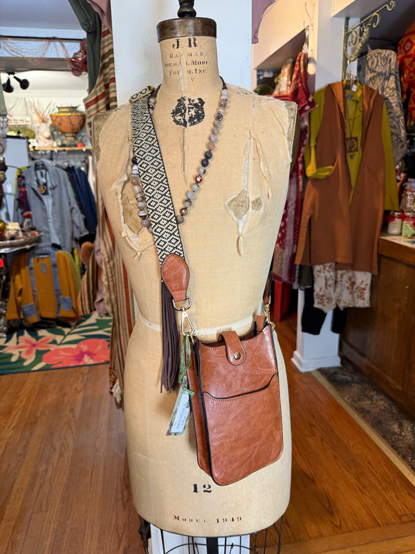 0003A Tall Tales Slim Vertical Crossbody Bag-Cognac