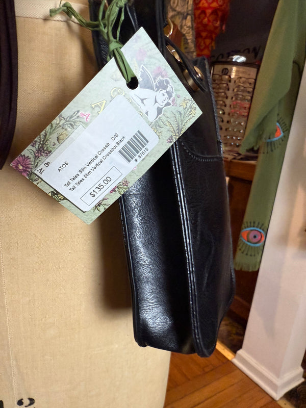 0003A Tall Tales Slim Vertical Crossbody Bag-Black