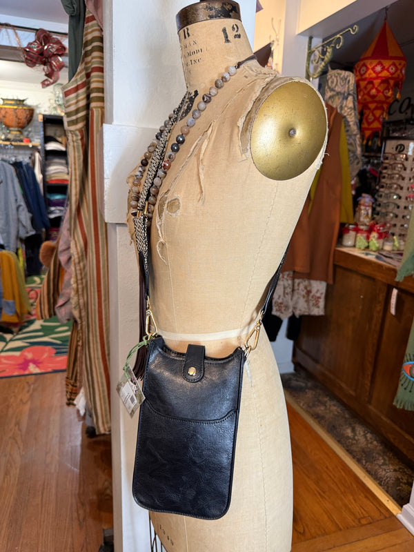 0003A Tall Tales Slim Vertical Crossbody Bag-Black