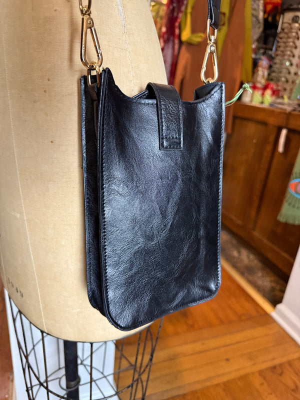 0003A Tall Tales Slim Vertical Crossbody Bag-Black