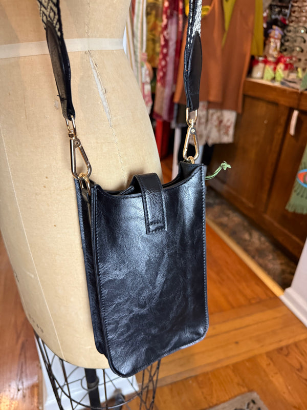 0003A Tall Tales Slim Vertical Crossbody Bag-Black