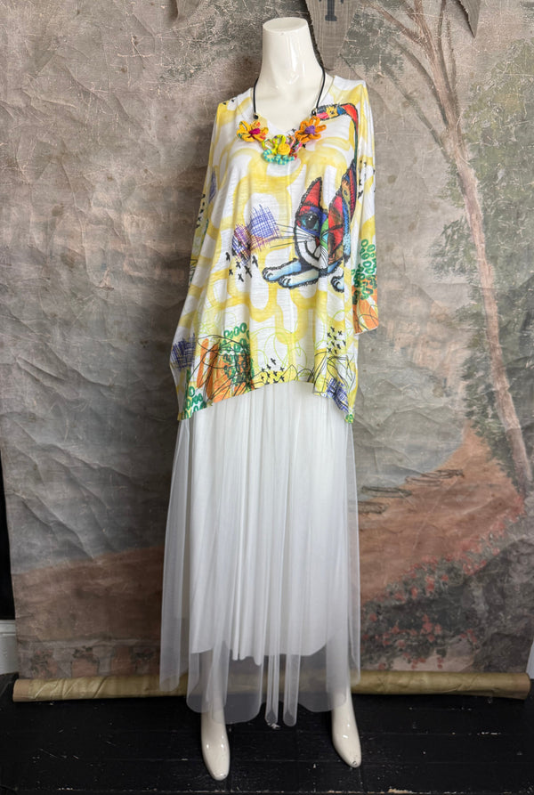 T9950 V-neck S/Slv Burnout Top-skittles