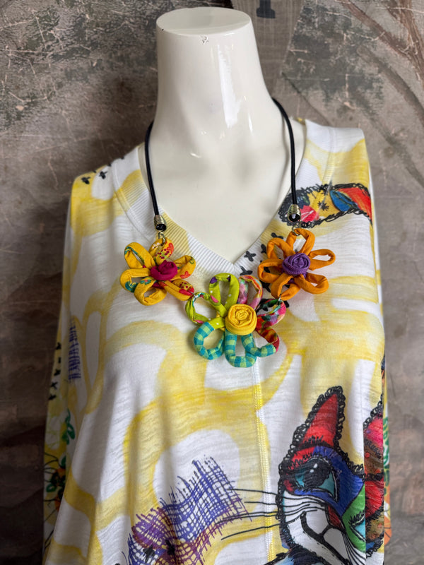 T9950 V-neck S/Slv Burnout Top-skittles