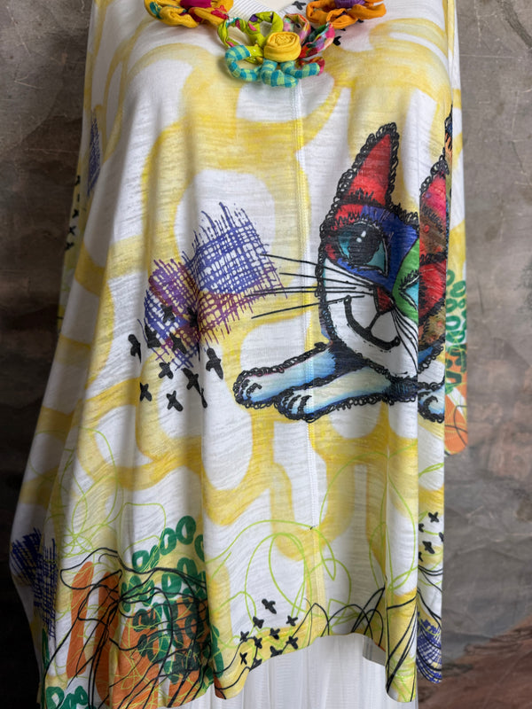 T9950 V-neck S/Slv Burnout Top-skittles