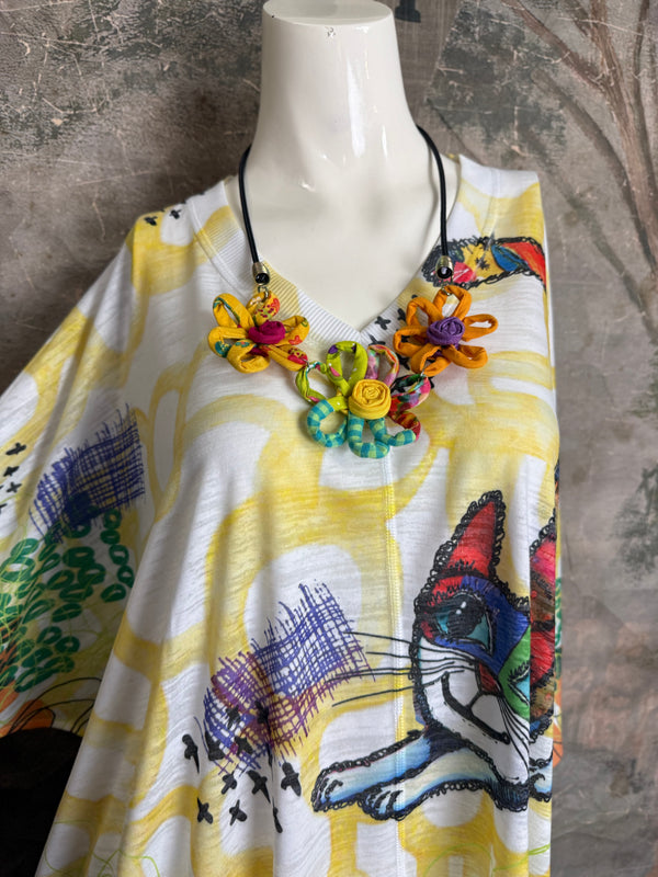T9950 V-neck S/Slv Burnout Top-skittles