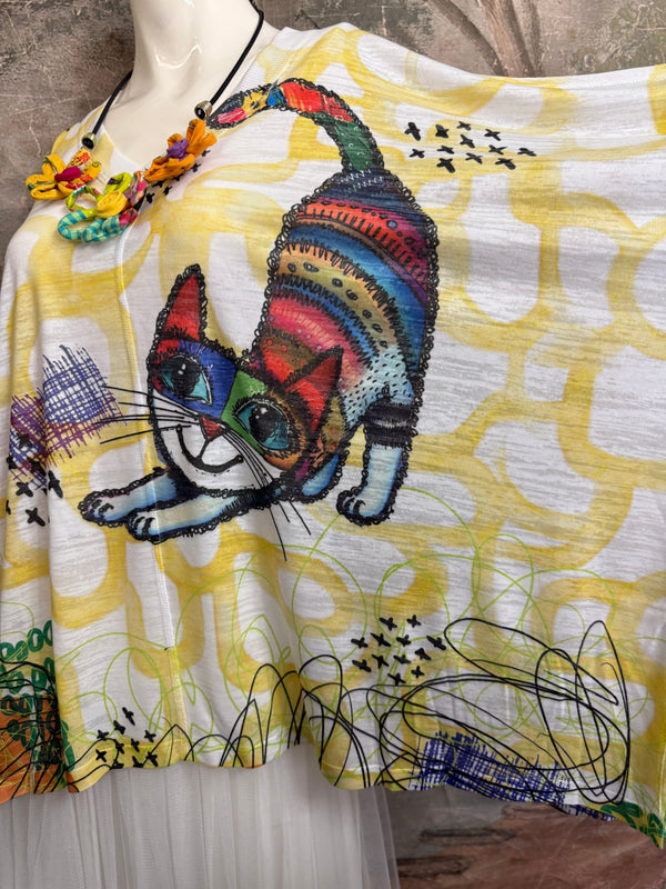 T9950 V-neck S/Slv Burnout Top-skittles