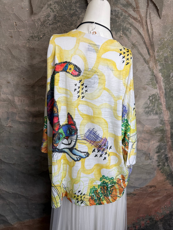 T9950 V-neck S/Slv Burnout Top-skittles