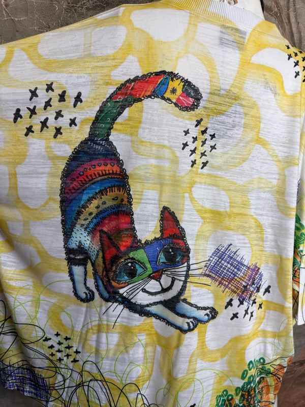 T9950 V-neck S/Slv Burnout Top-skittles