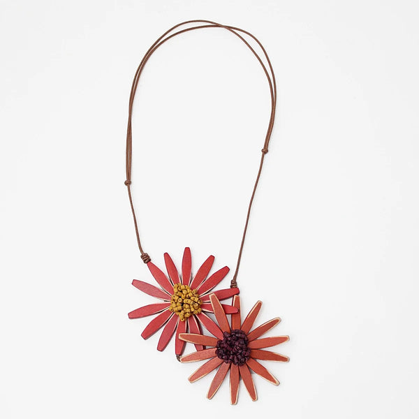 S25 Amaya Double Flower Necklace-Orange Mix