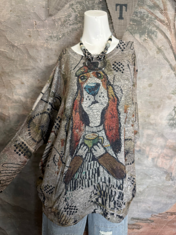 T959CN L/SLV Dolman Top-Puppuccino