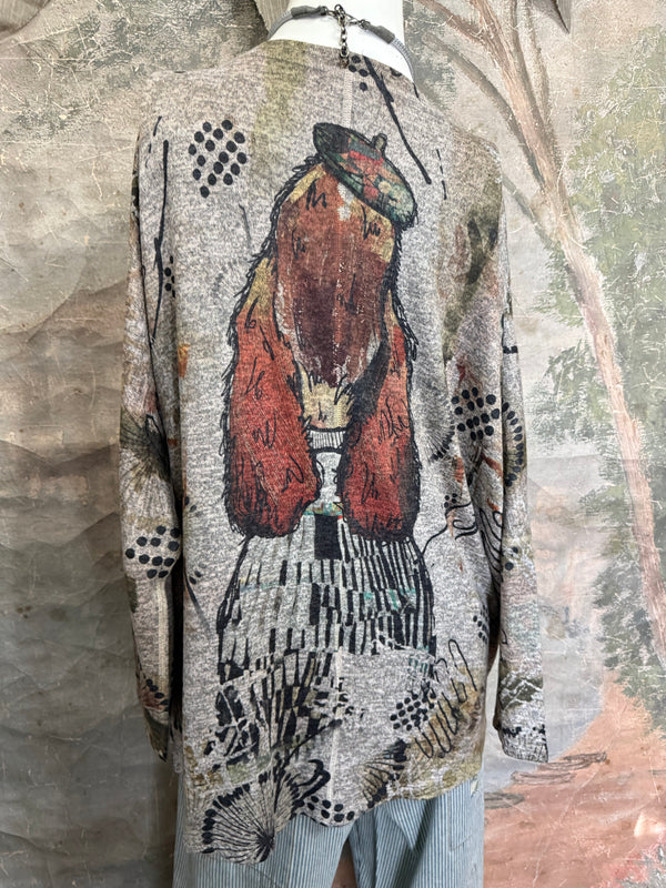 T959CN L/SLV Dolman Top-Puppuccino