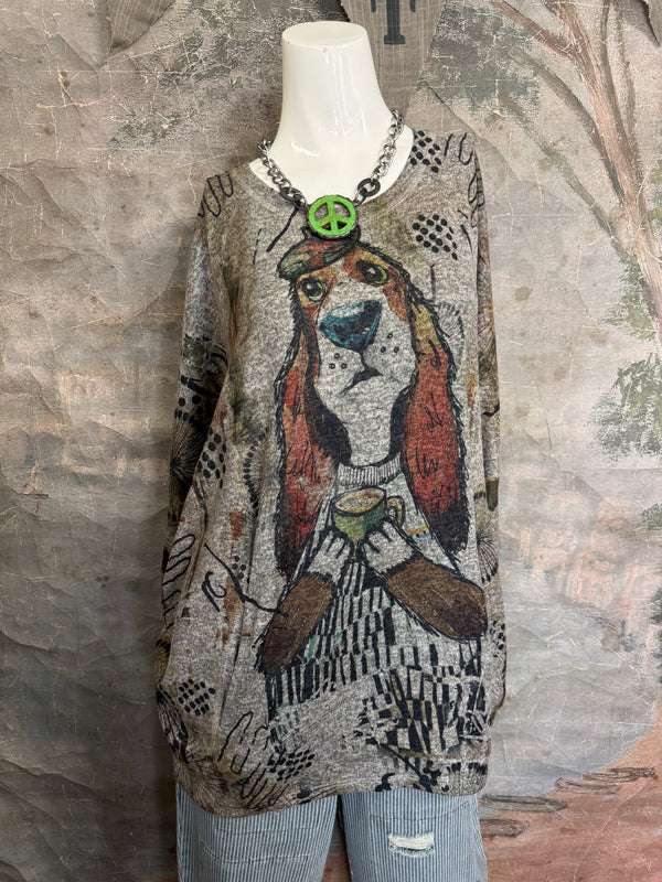 T959CN L/SLV Dolman Top-Puppuccino