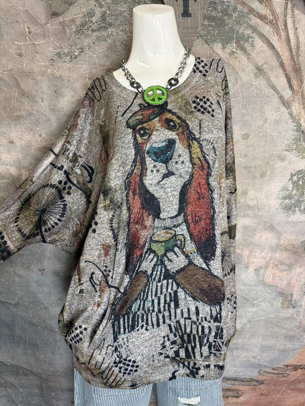 T959CN L/SLV Dolman Top-Puppuccino