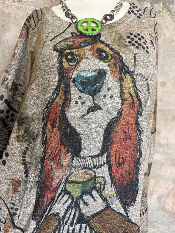 T959CN L/SLV Dolman Top-Puppuccino