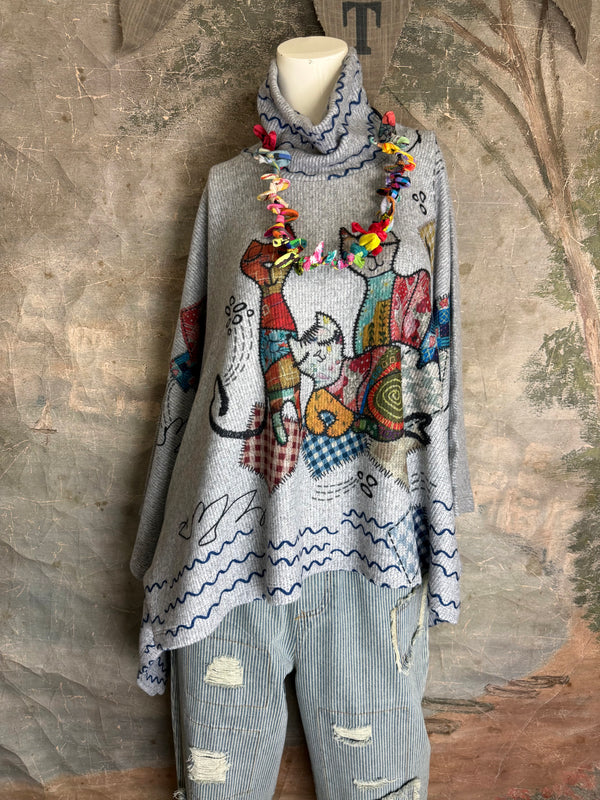 T1098BR O/S Cowlneck Poncho-Cats & Crafts