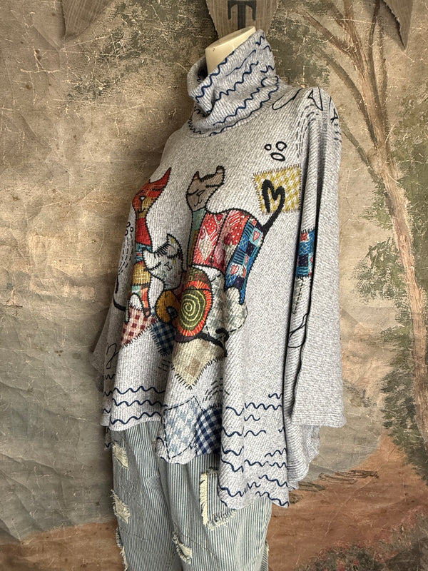T1098BR O/S Cowlneck Poncho-Cats & Crafts