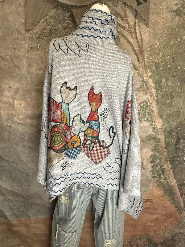 T1098BR O/S Cowlneck Poncho-Cats & Crafts