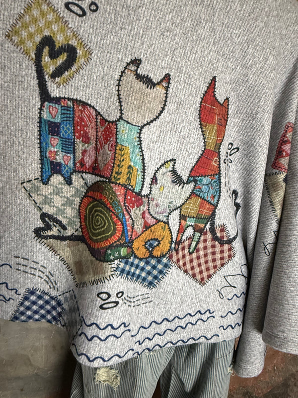 T1098BR O/S Cowlneck Poncho-Cats & Crafts