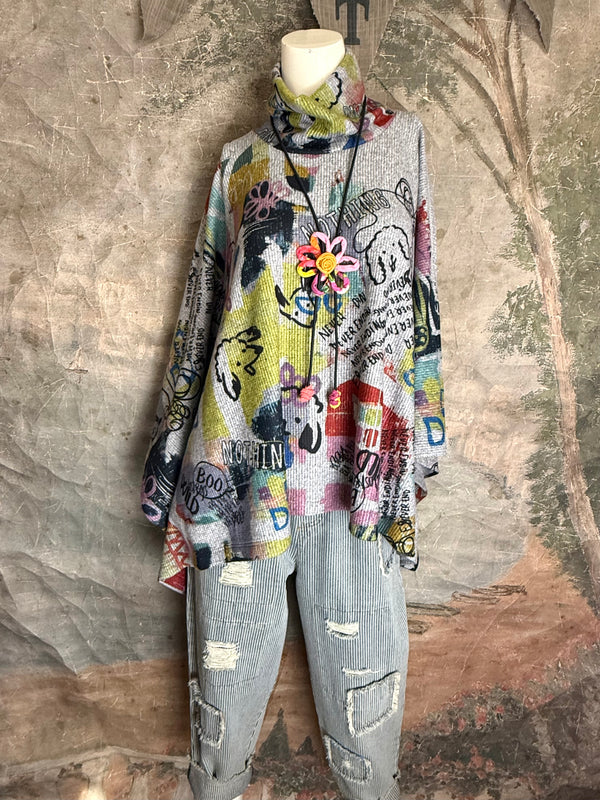 T1098BR O/S Cowlneck Poncho-wild pups
