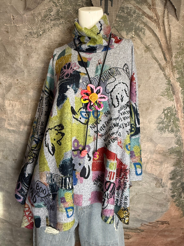 T1098BR O/S Cowlneck Poncho-wild pups