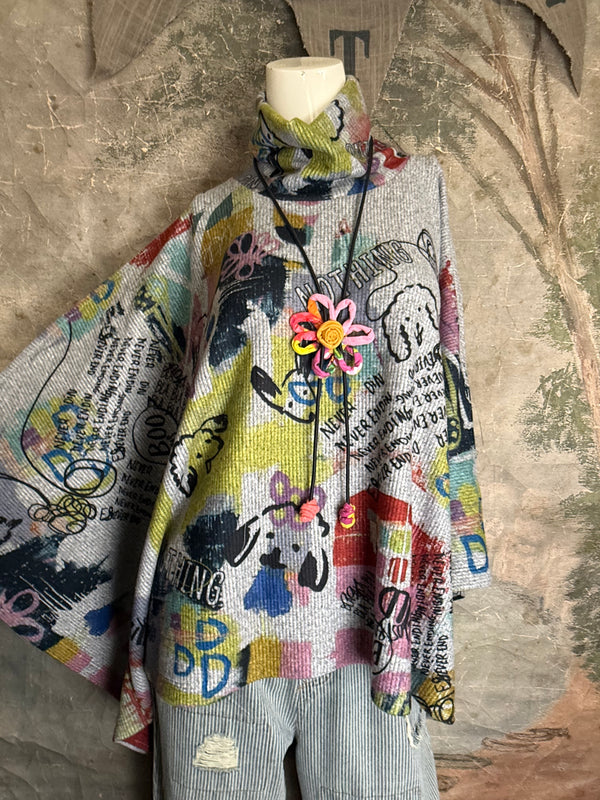 T1098BR O/S Cowlneck Poncho-wild pups