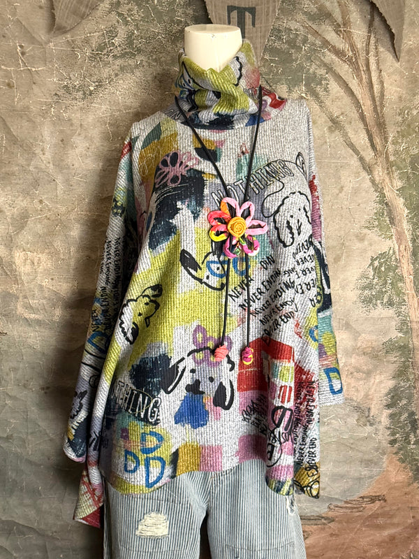 T1098BR O/S Cowlneck Poncho-wild pups