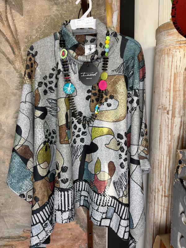 T1098BR O/S Cowlneck Poncho-Pebbleton