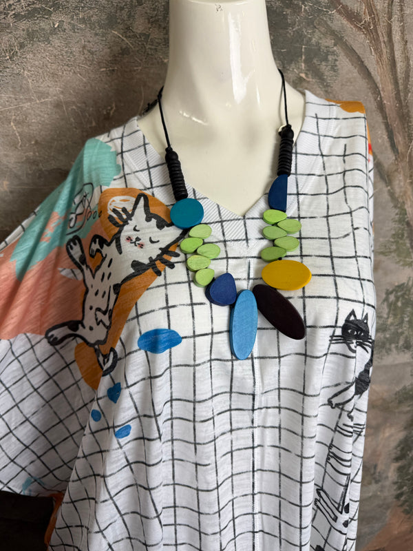 T9950 V-neck S/Slv Burnout Top-Kitty Lounge