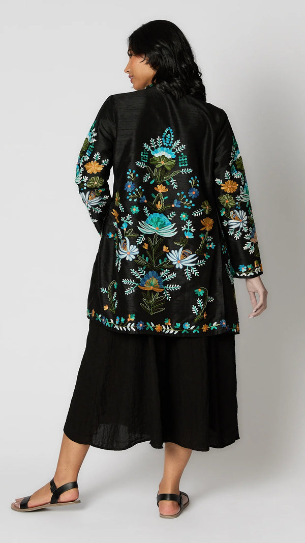 19969 Silk Embroidered Jacket-Lapis