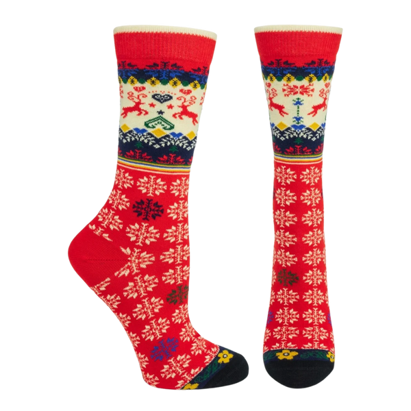 WC1954 Scandinavian Socks-Folk Red