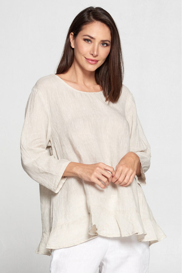 MP-HLT561 Ruffle Hem Top-Purple Heather
