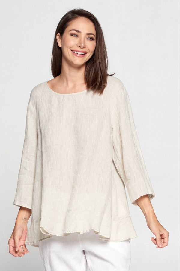 MP-HLT561 Ruffle Hem Top-Purple Heather