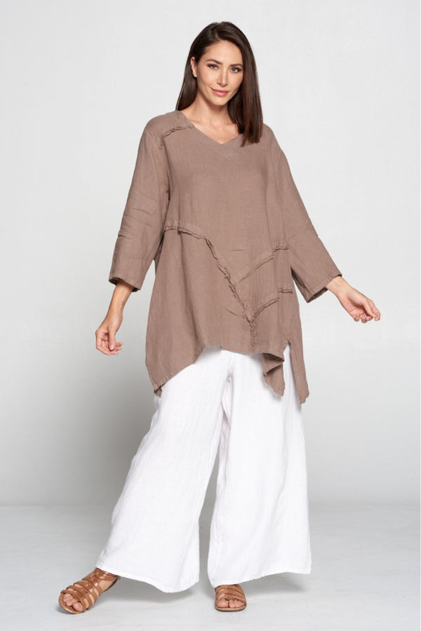 MP-HLT721 V-Neck Tunic Top-Purple Heather