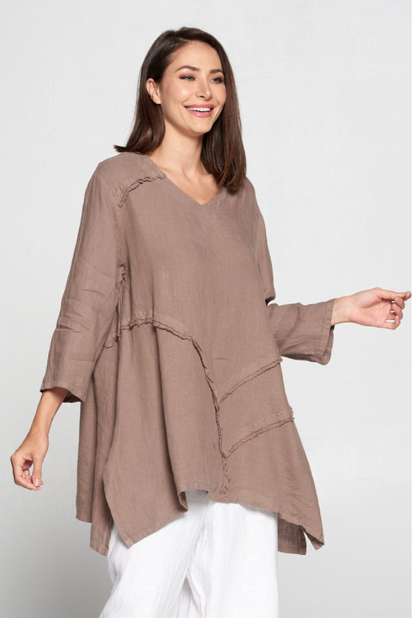 MP-HLT721 V-Neck Tunic Top-Purple Heather