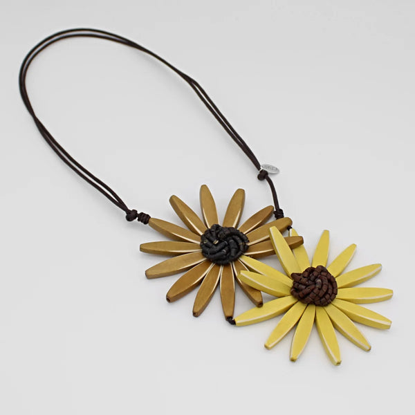 S25 Amaya Double Flower Necklace-Yellow Mix