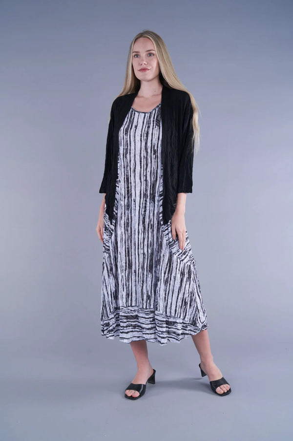 23066 Crinkle Tie Cardigan-Black
