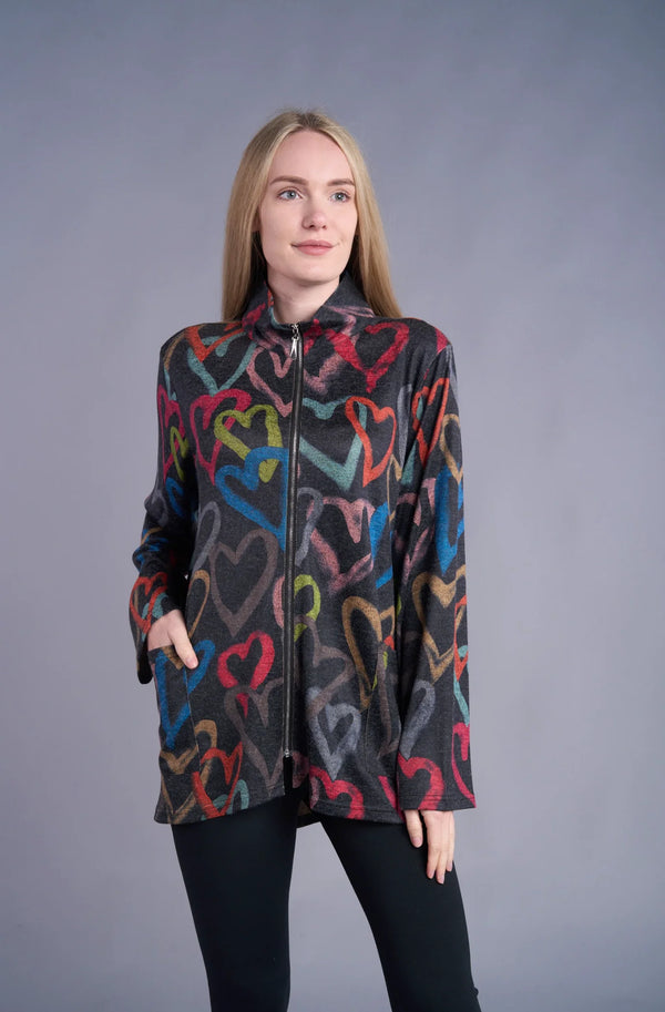 25842 Whimsy Chic Hearts Zipup Jacket
