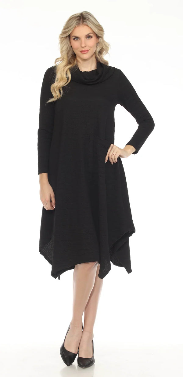 D535 Waffle Knit Cowlneck Dress