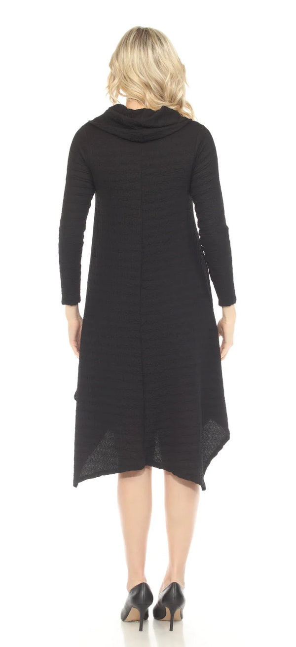 D535 Waffle Knit Cowlneck Dress