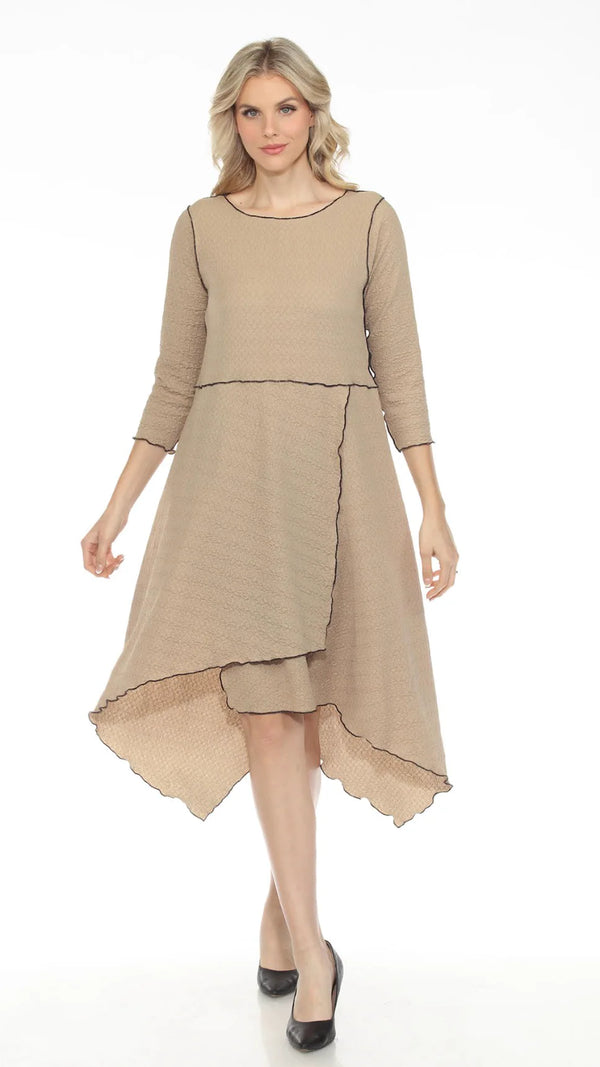 D523 Waffle Knit Sharkbite Dress-Mocha