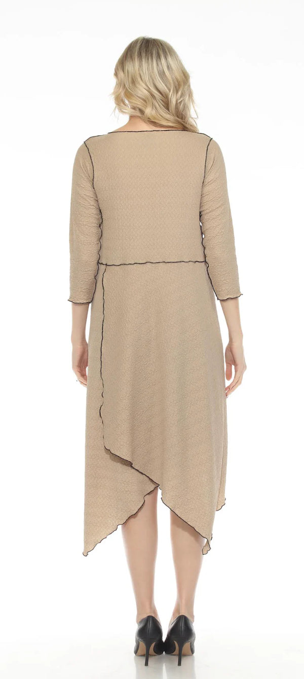 D523 Waffle Knit Sharkbite Dress-Mocha