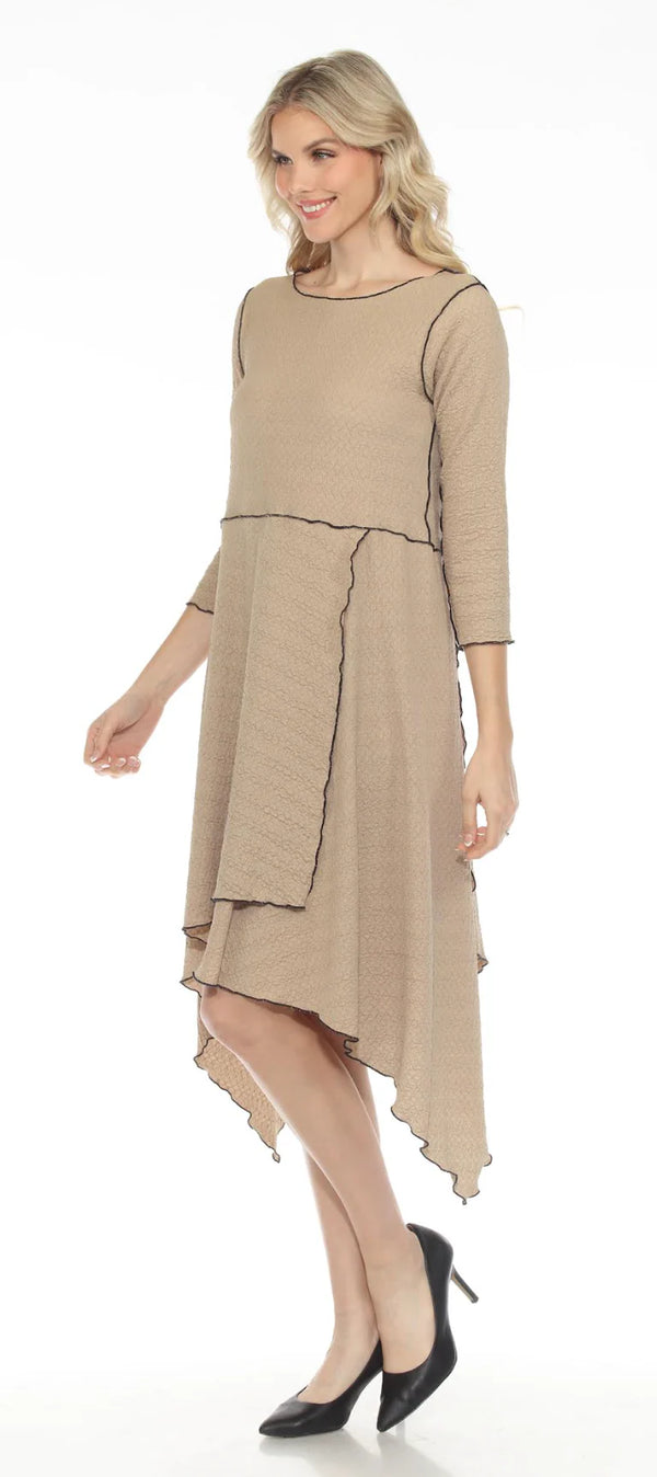 D523 Waffle Knit Sharkbite Dress-Mocha