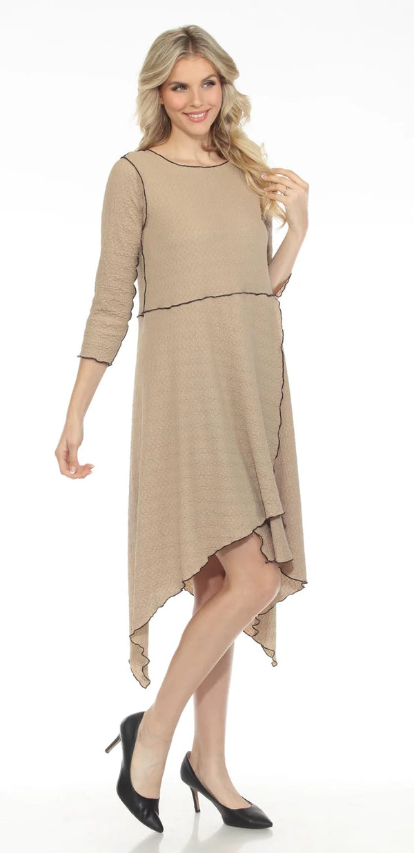D523 Waffle Knit Sharkbite Dress-Mocha