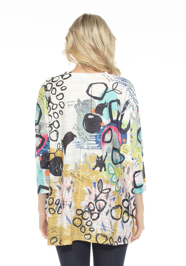 T1514 Long Slv Dolman Top/Tunic-Curious Kitty